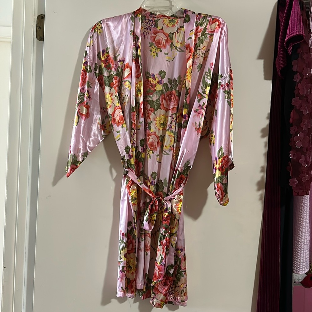 Silk floral robe